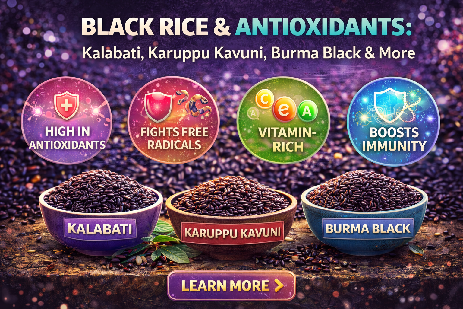 Black rice varieties and health benefits